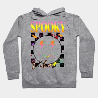 Spooky Vibes Neon Checkered Smile Face Hoodie